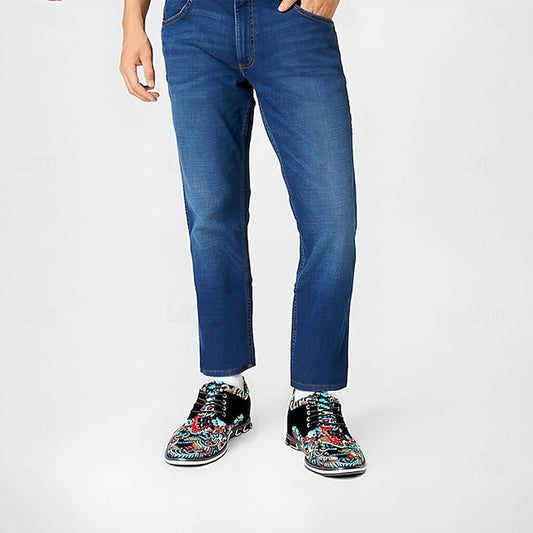 Men'S Black and Turquoise Jacquard Brocade Dress Shoes, Eye-Catching Design, Ideal for Party Wear and Festive Occasions